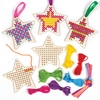 Star Wooden Cross Stitch Decoration Kits (Pack of 5) Sewing & Weaving Craft Kits 7 embroidery thread colours - Orange,  Blue,  Red,  Green,  Purple,  Yellow & Pink