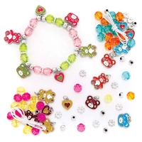 Teddy Bear Charm Bracelet Kits (Pack of 3) Jewellery 3 assorted colourways - Purple/Yellow,  Orange/Blue & Pink/Green