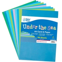 Under the Sea A4 Card & Paper Value Pack (Pack of 100) Paper & Card,  6 Assorted Colours