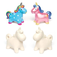 Unicorn Ceramic Coin Banks (Box of 2) Decoration Craft Kits,  Size 121mm x 117mm x 53mm,  Paint & Personalise