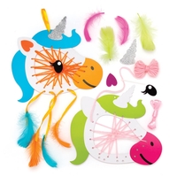 Unicorn Dreamcatcher Kits (Pack of 4) Decoration Craft Kits 4 colourways - Pink/Blue,  Purple/Yellow,  Blue/Orange & Green/Pink