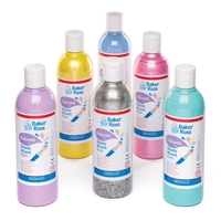 Unicorn Ready Mix Poster Paint Pack 300ml (Set of 6) Art Supplies,  Art Materials 6 assorted colours - Peppermint,  Cornflower,  Pearlised Pink,  Lavender,  Pearlised Yellow & Glitter Silver