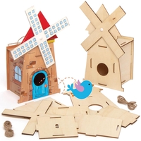 Windmill Wooden Birdhouse Kits (Pack of 2) Nature Craft Kits,  Hangin Cord Included,  Assemble & Decorate,  22.5cm