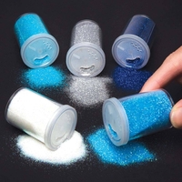 Winter Glitter Shakers (Pack of 5) Craft Embellishments Silver,  Dark Blue,  Light Blue,  Teal & Iridescent