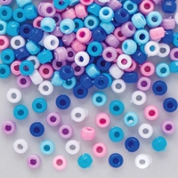 Winter Pony Beads (Pack of 750) Christmas Craft Supplies 6 assorted winter colours - White,  Blue,  Light Blue,  Dark Blue,  Violet & Pink