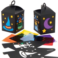 Wizard Lantern Kits (Pack of 4) Nature Craft Kits 6 assorted cellophane colours - Green,  Blue,  Yellow,  Orange,  Red & Purple