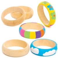 Wooden Bangles (Pack of 4) Decorate & Personalise,  8cm Diameter,  Jewellery Making