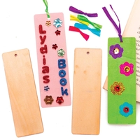 Wooden Bookmark Blanks (Pack of 10) Decoration Craft Kits 5 assorted ribbon colours - Pink,  Purple,  Yellow,  Green & Blue