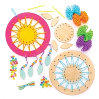 Wooden Dreamcatcher Kits (Pack of 4) Decoration Craft Kits 4 assorted wool colours - Orange,  Green,  Blue & Purple