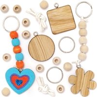 Wooden Keyring & Bag Dangler Kits (Pack of 5) Craft Kits For Kids