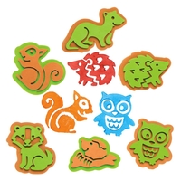 Woodland Animal Foam Stampers (Pack of 10) Art Supplies,  Art Materials 2 foam colours - Brown & Green