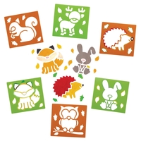 Woodland Animal Stencils (Pack of 6) Art Supplies,  Art Materials 2 stencil colours - Brown & Green