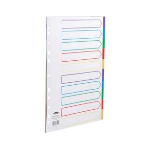 Concord Dividers 10-Part Polypropylene Reinforced Coloured-Tabs 120