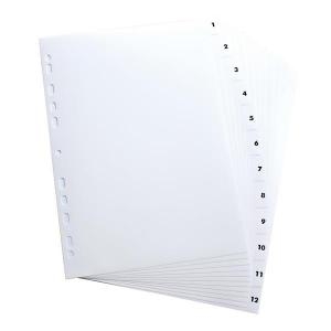 Elba Index 1-12 Polypropylene Multipunched Reinforced Holes 120 Micron