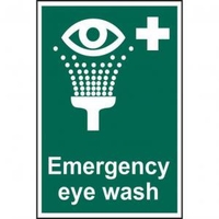 Emergency Eyewash sign 200 x 300mm. Manufactured from strong rigid PVC