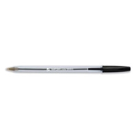 Office Ball Pen Clear Barrel Medium 1.0mm Tip 0.4mm Line Black Pack 50