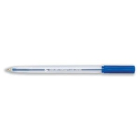 Office Ball Pen Clear Barrel Medium 1.0mm Tip 0.7mm Line Blue Pack 50