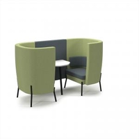Tilly 2 person high back meeting booth with white table - elapse grey