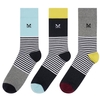 Crew Clothing 3 Pack Socks Black Stripe One