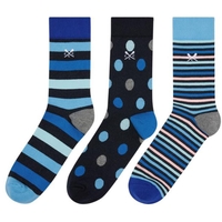 Crew Clothing 3 Pack Socks Multi Stripe One