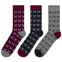 Crew Clothing 3 Pack Socks Navy Oars One