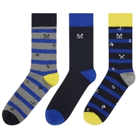 Crew Clothing 3 Pack Socks Navy Stripe One