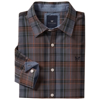 Crew Clothing Ashworth Shirt Steel Blue/Red Clay/Ivy XL