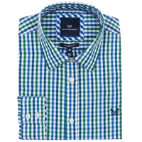 Crew Clothing Classic Gingham Shirt Botany Green/Amparo Blue Large