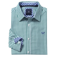 Crew Clothing Classic Gingham Shirt Eucalyptus XXL