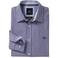 Crew Clothing Classic Micro Gingham Shirt Ultramarine Medium