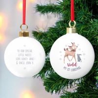 1st Christmas Festive Fawn Bauble