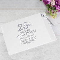 25th Silver Anniversary Hardback Guest Book & Pen