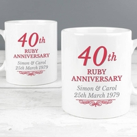 40th Ruby Anniversary Mug Set