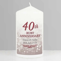 40th Ruby Anniversary Pillar Candle