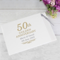 50th Golden Anniversary Hardback Guest Book & Pen