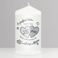 A Perfect Love Silver Anniversary Candle