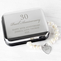 Anniversary Silver Box and Pearl Bracelet