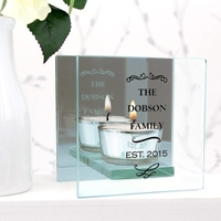Antique Scroll Mirrored Glass Tea Light Holder