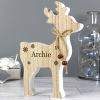 Any Name Rustic Wooden Reindeer Decoration