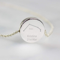 Aries Zodiac Star Sign Silver Tone Necklace (March 21st-April 19th)