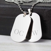 Big Initials Stainless Steel Double Dog Tag Necklace