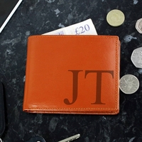 Big Initials Tan Leather Wallet