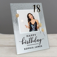 Birthday 4x4 Glitter Glass Photo Frame
