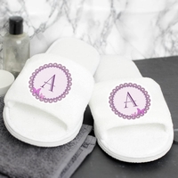 Butterfly Initial Velour Slippers