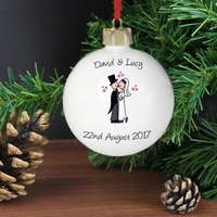 Cartoon Couple Keepsake Bauble