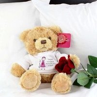 Cartoon Flower Girl Message Bear
