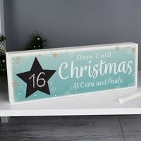 Christmas Chalk Countdown Wooden Block Sign