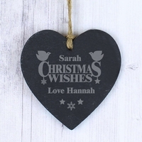 Christmas Wishes Slate Heart