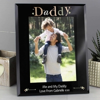 Daddy Black Glass 5x7 Photo Frame
