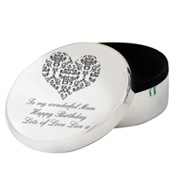 Damask Heart Round Trinket Box